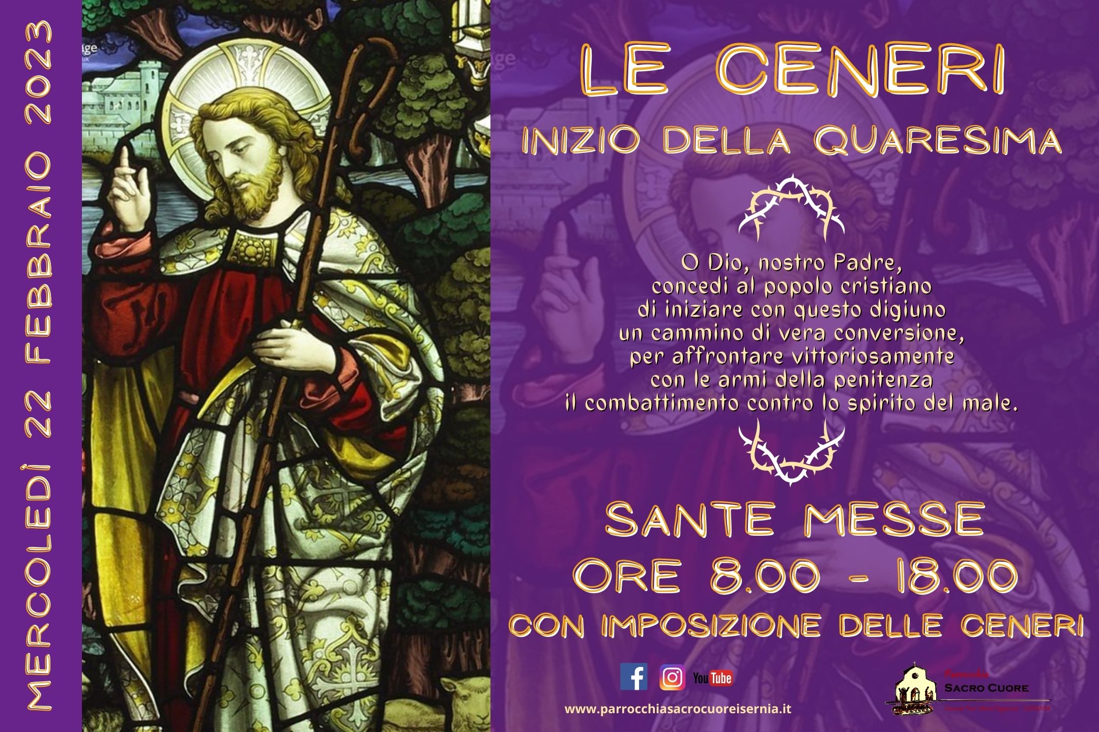 SACRE CENERI mercoledì 22 febbraio 2023 Parrocchia Sacro Cuore Isernia